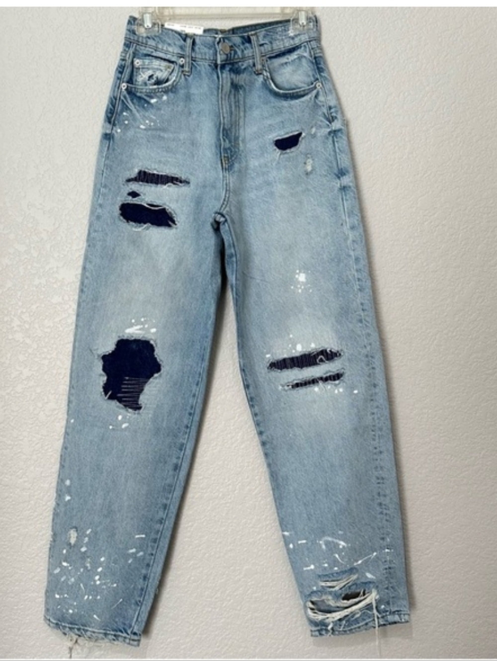 Trendy Zara Light Blue Distressed High-Rise Boyfriend Women’s Jeans